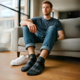 ZIBELL Men's Cotton Blend Ankle Socks, Checkered Pattern, Pack of 6